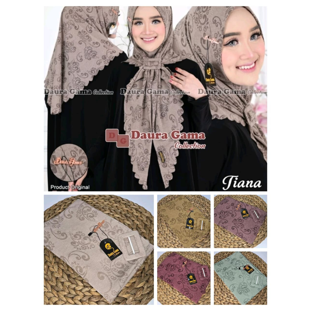 TIANA hijab instan motif/Kerudung segitiga simple terbaru /free gesper original By Daura Gama