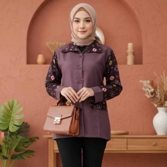BAJU ATASAN WANITA SEMI BLAZER MOTIF JUMPUTAN KHAS PALEMBANG