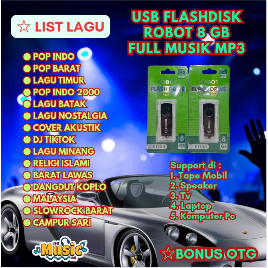 USB FLASHDISK ROBOT 8 GB FULL MP3 BONUS OTG