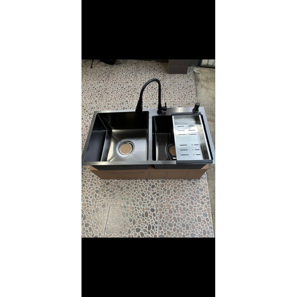 wastafel cuci piring 2lubang black