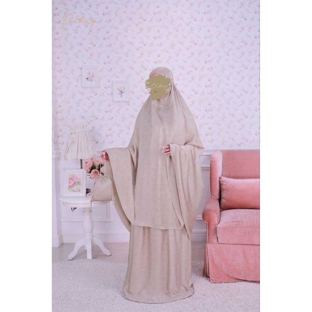 READY MUKENA DITSY RAMEEA PEARL WHITE, LITTLE LANA CLAYGREEN M BY DITSY OFFICIAL