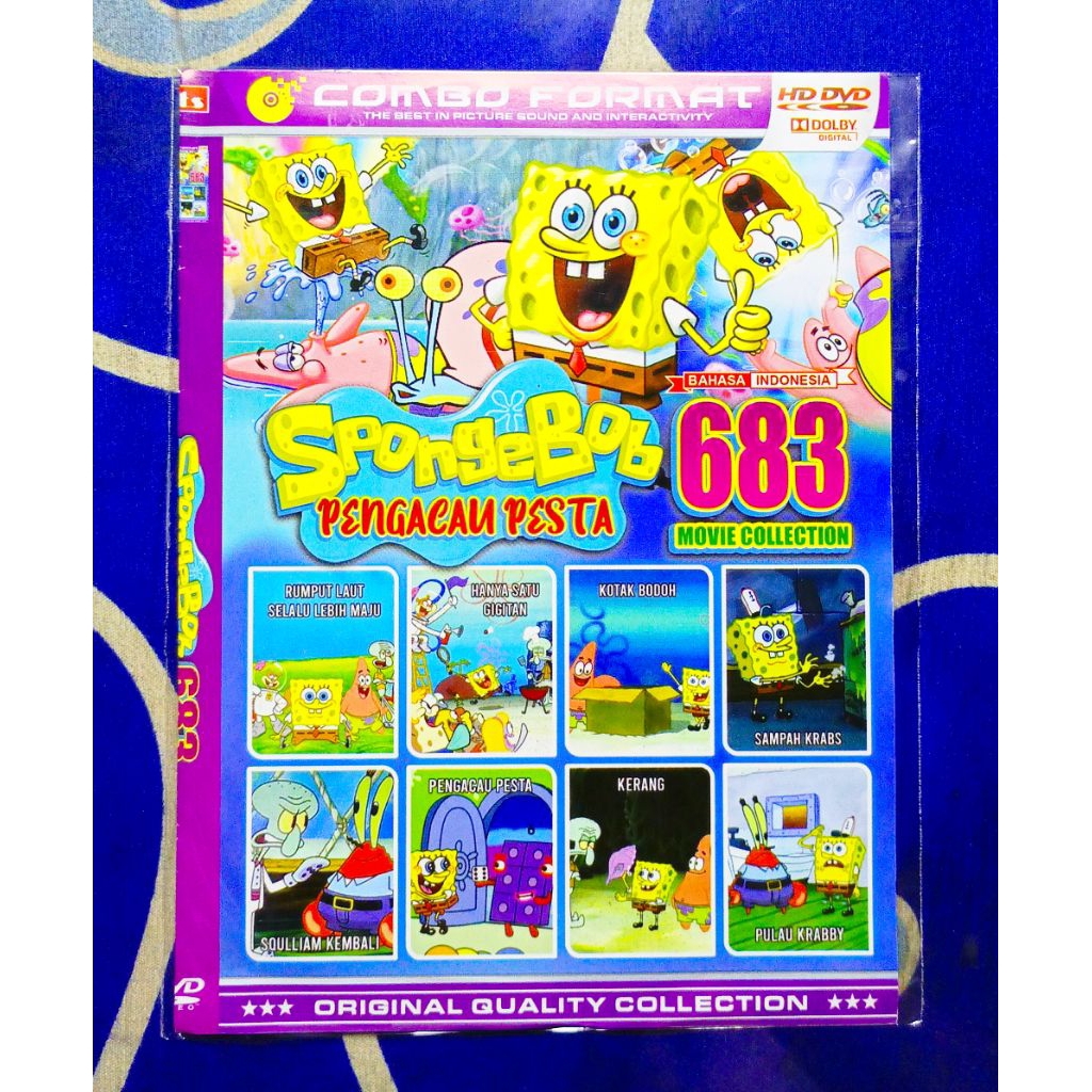 Kaset film kartun Spongebob 683 koleksi lengkap isi 8 judul film kartun Spongebob terbaik