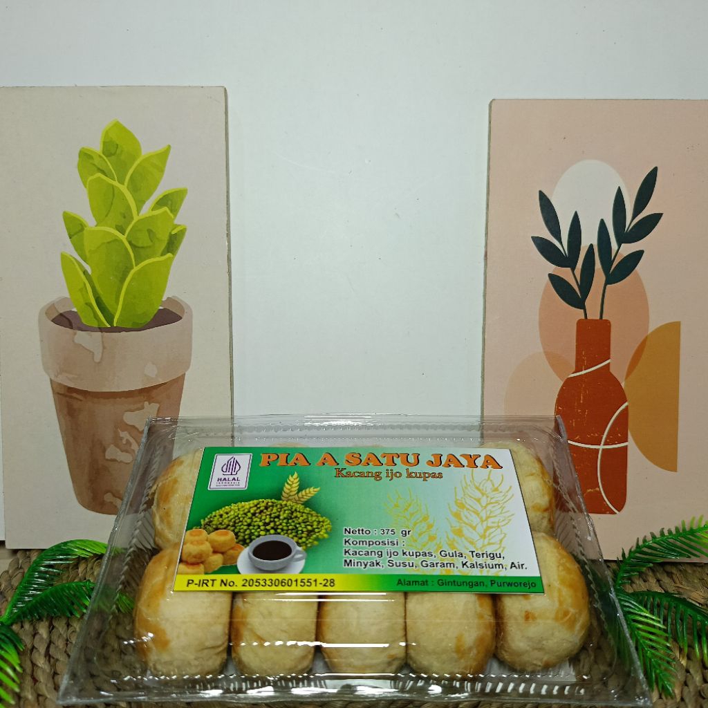 Bakpia / Pia Kering Rasa Kacang Hijau Kupas (10 pcs) / Pia A Satu Jaya / Pia Kering / Kacang Ijo Kup