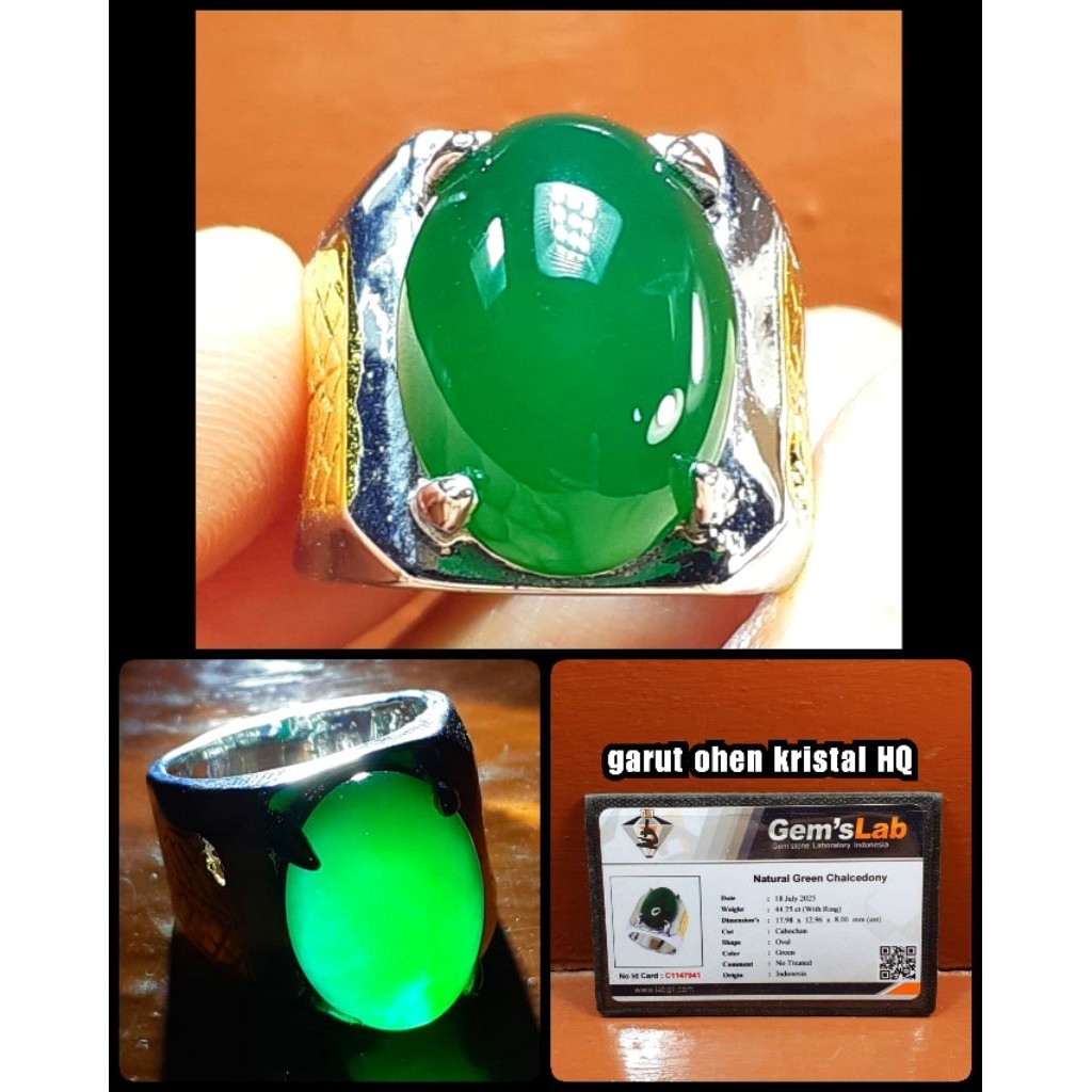 natural batu ijo garut ohen kristal super giwang + memo lab