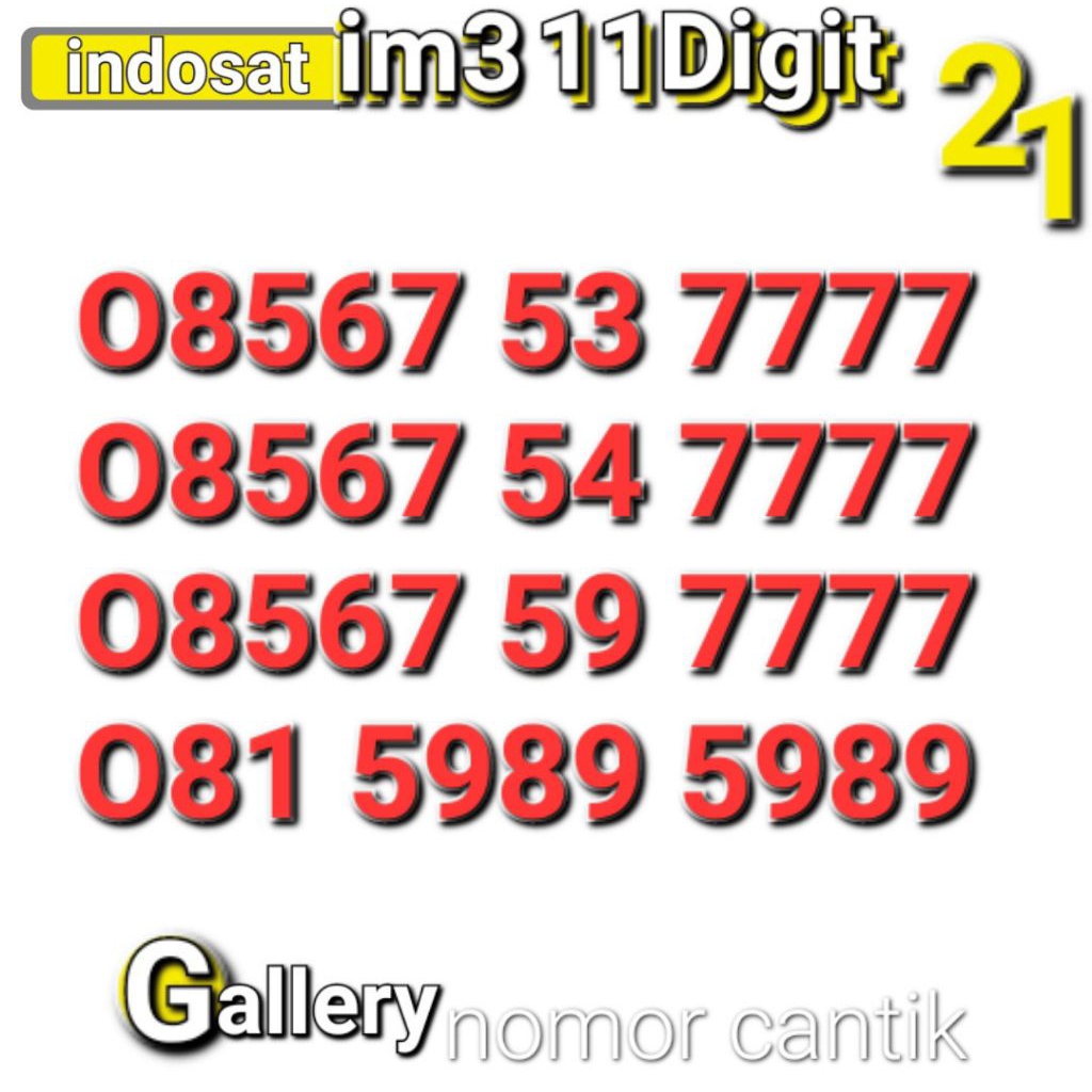 NOMOR INDOSAT IM3 11DIGIT 7 7 7 7
