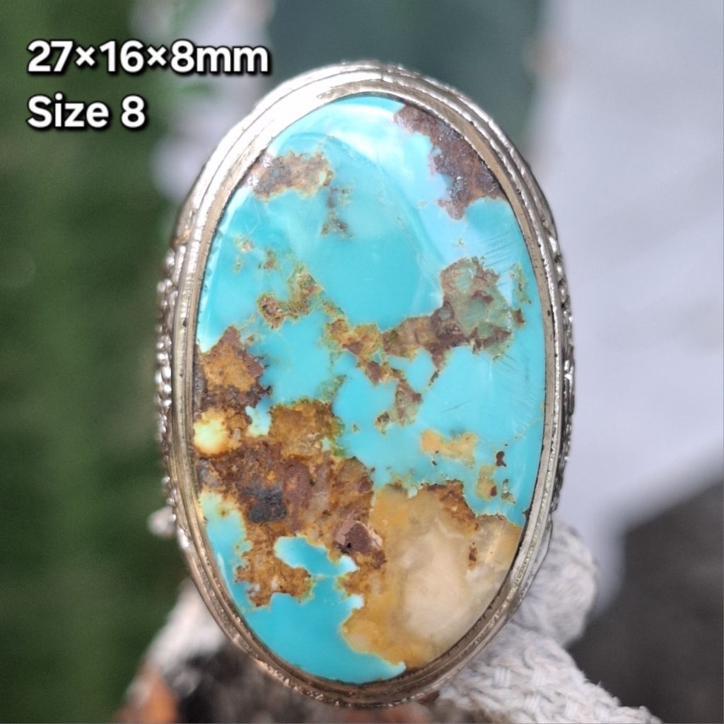 Natural Pirus Persia Biru Serat Emas Morselen