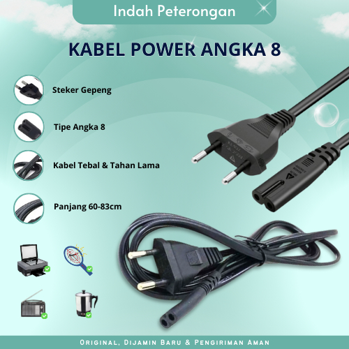 Kabel angka 8 untuk Radio Senter/Cas Raket Nyamuk