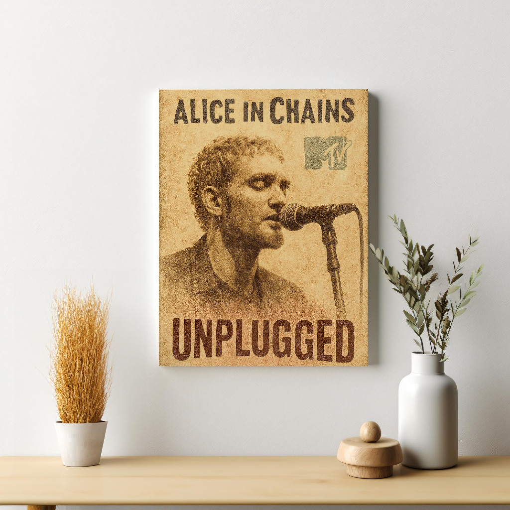 Poster Alice In Chains Unplugged Dekorasi Hiasan Pajangan Dinding Frame Kayu Vintage Siap Pasang Hom