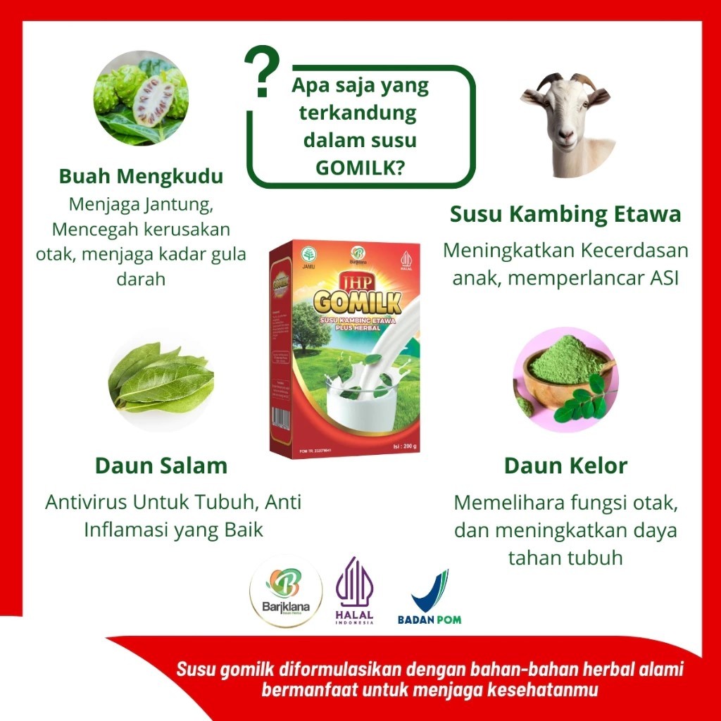 Susu Kambing Etawa Gomilk Herbal Rasa Ori/Coklat/Strawberry