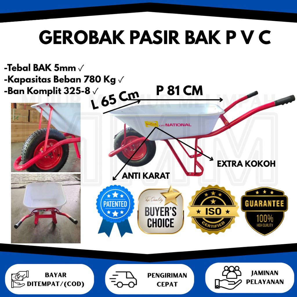 Gerobak Sorong CPT Bak PVC || Angkong Dorong Gerobak Sawit
