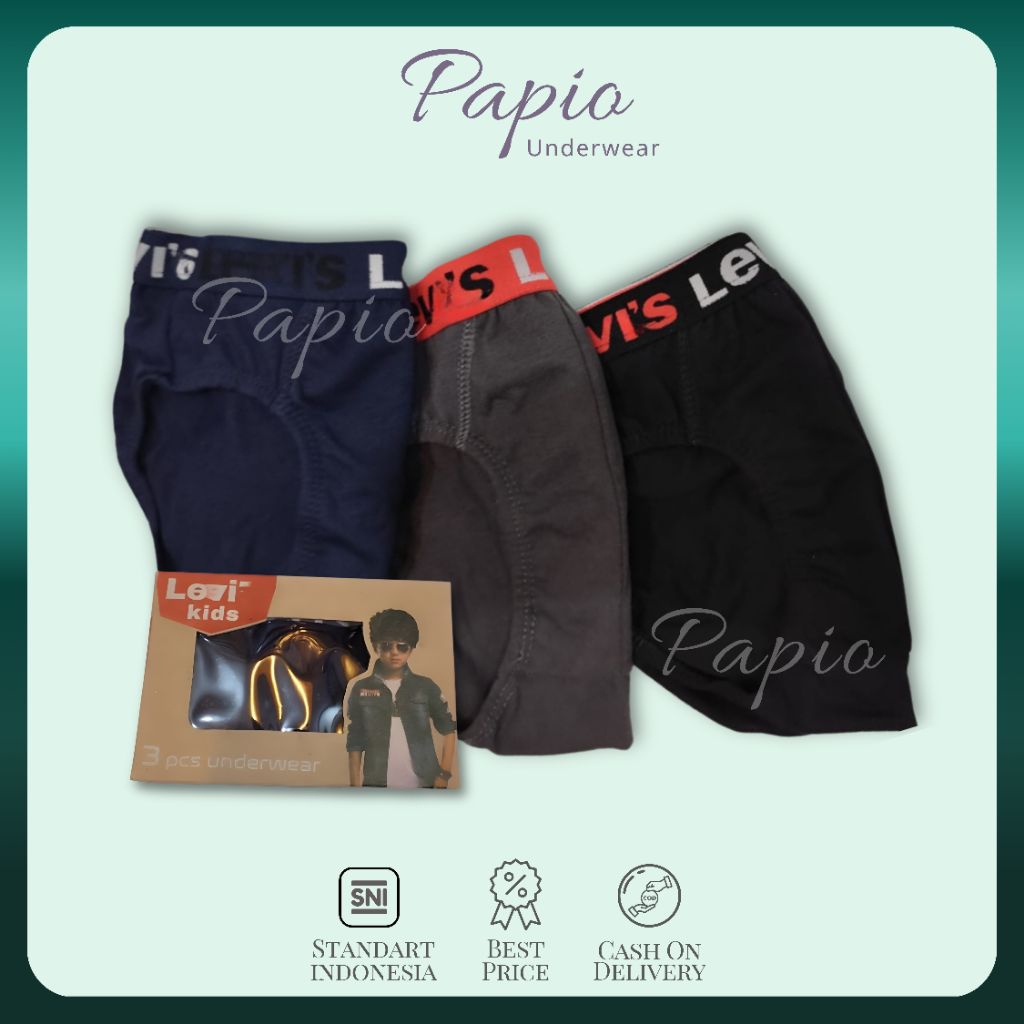 Papio - [3 PCS] Celana dalam anak cowok laki-laki kekinian usia 4-11 Tahun/Celana Dalam anak cowok k