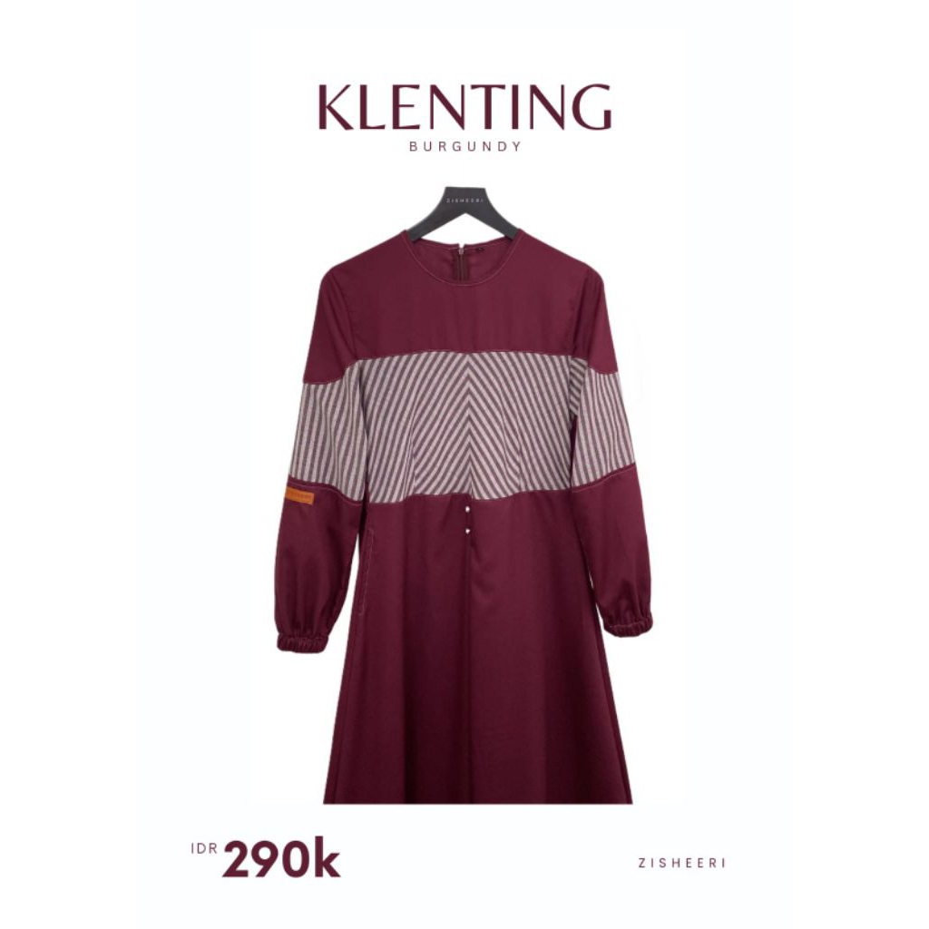 ZISHEERI GAMIS KLENTING Burgundy Bahan Katun Daily Dress