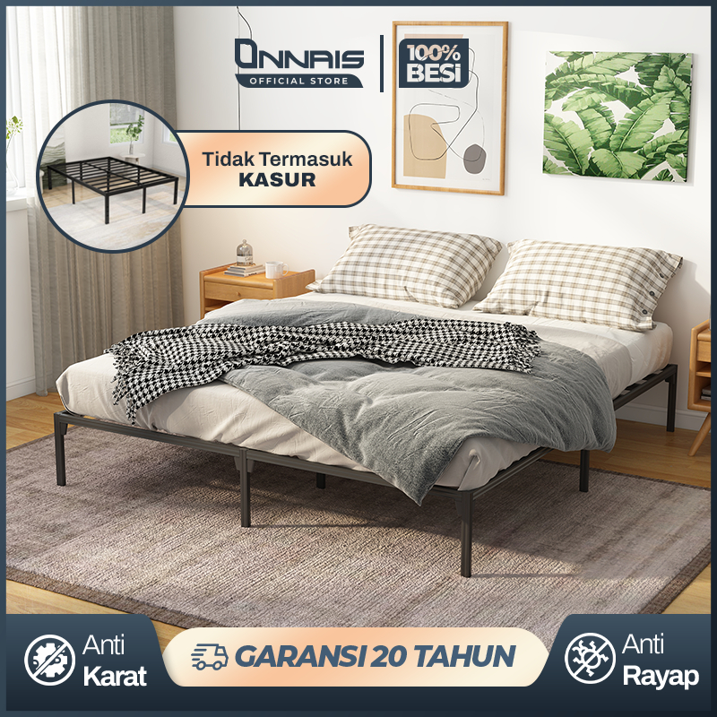 ONNAIS Dipan Tempat Tidur Basicbed Ranjang Besi Divan Kasur Tempat Tidur BesiRanjang Besi Industrial
