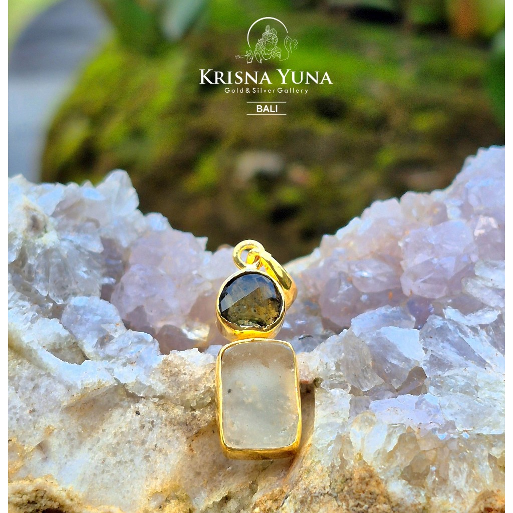 Natural Libyan Desert Glass & Moldavite Pendant