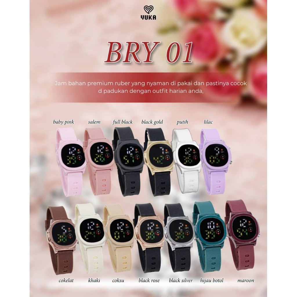 (Po Wajib Dp) BRY01 LED WATCH JAM TANGAN WANITA BY YUKA FASHION
