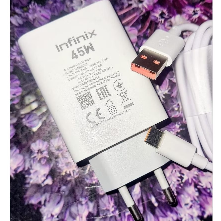 CHARGER INFINIX 45 WATT ORI 100 % COPOTAN BAWAAN HP LANGSUNG