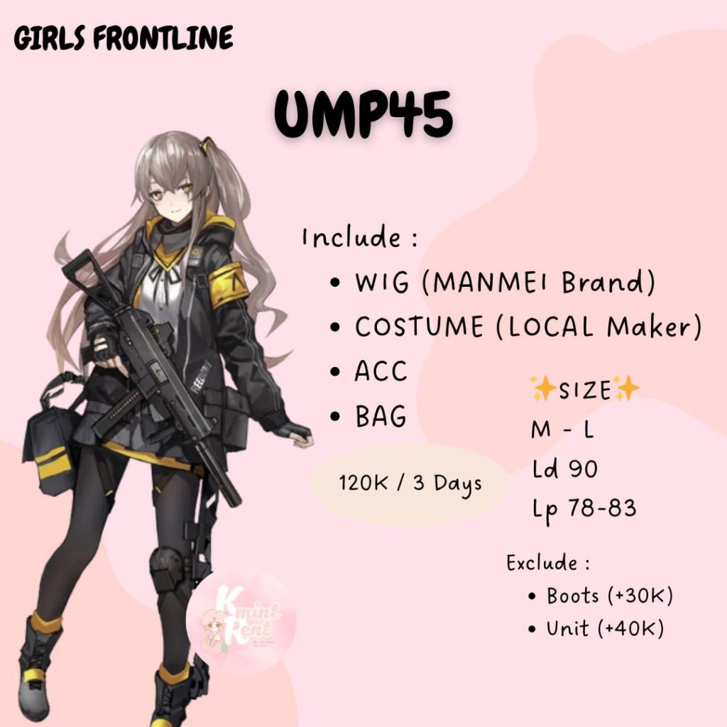 RENTAL/SEWA COSPLAY GFL GIRL FRONTLINE UMP45
