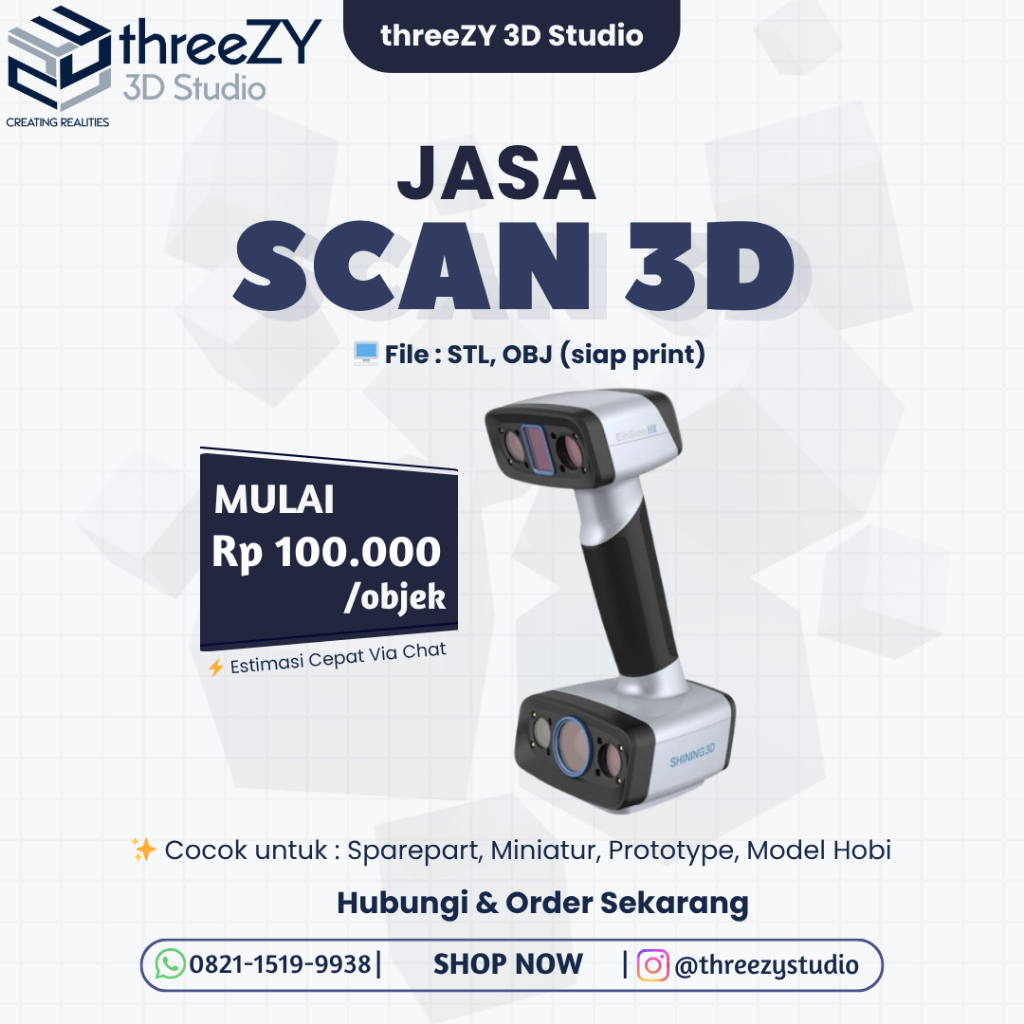 JASA SCAN 3D OBJEK/PRODUK | HASIL FILE DIGITAL AKURAT UNTUK SPAREPART/MINIATUR/MODEL