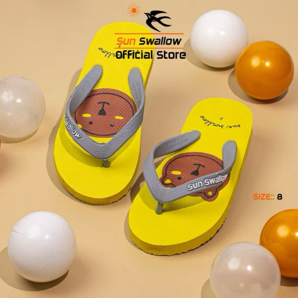 Sandal SUN SWALLOW ANAK motif ANIMALS khusus kuning 8 / sandal anak / sandal jepit / sandal japit / 