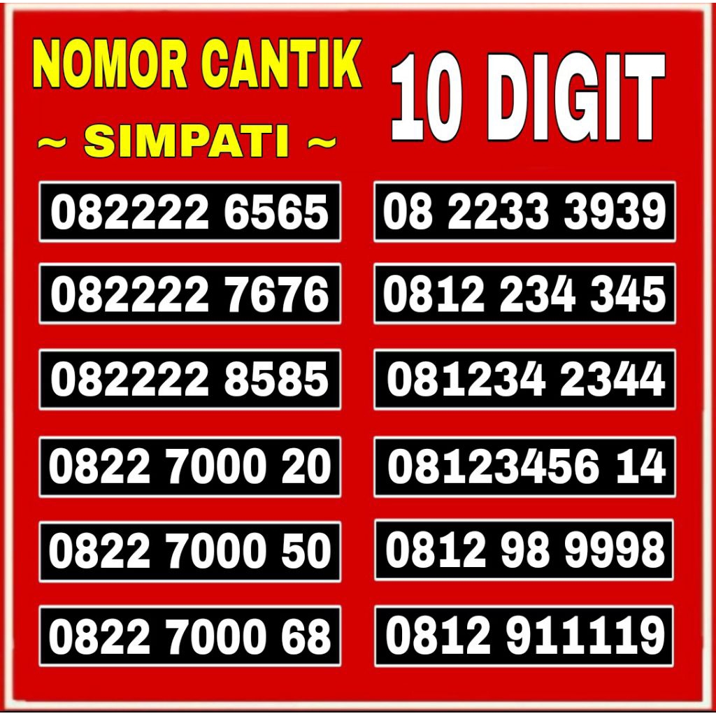 Nomor Cantik Simpati 10 Digit - Kartu Perdana Telkomsel Simpati 10 Digit