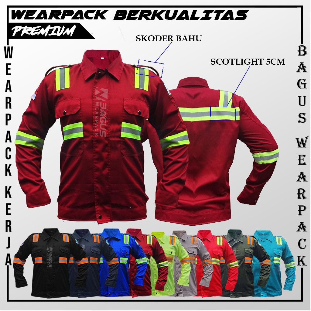 Wearpack Tambang Werpak Kerja Baju Kerja Pria Lengan Panjang - Warna Kombinasi