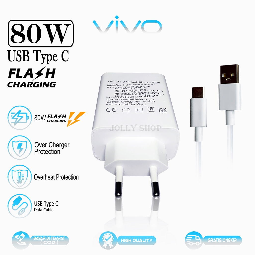 Charger Casan Vivo Original 80 Watt Flash Charge Type C