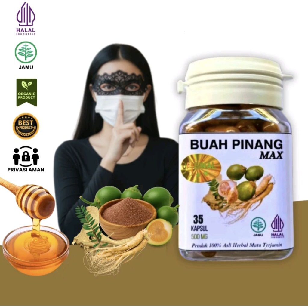 Buah Pinang Muda 100% Original isi 50 Kapsul Herbal Asli Halal & BPOM MUI 00140016360701 Bahan Alami