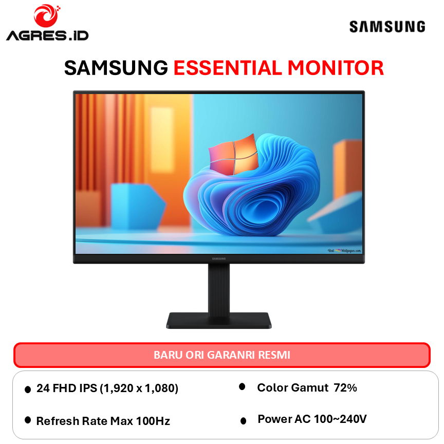 SAMSUNG MONITOR 24 INCH ESSENTIAL S3 S30GD IPS FHD 1080P 5MS 100Hz