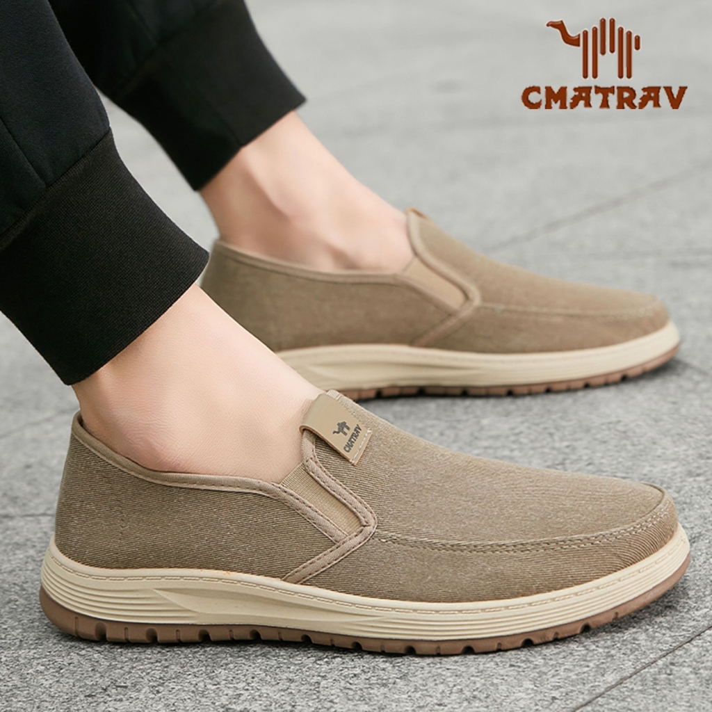 CMATRAV Sepatu Olahraga Pria Slip-On Flat Casual Shoes Breathable untuk Running & Kerja Sneakers Spo