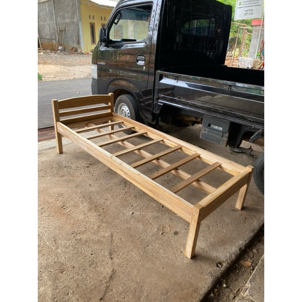 Dipan rangka tempat tidur kayu jati 80x200 - Dipan single - Dipan Pijat - Dipan kos - Dipan anak