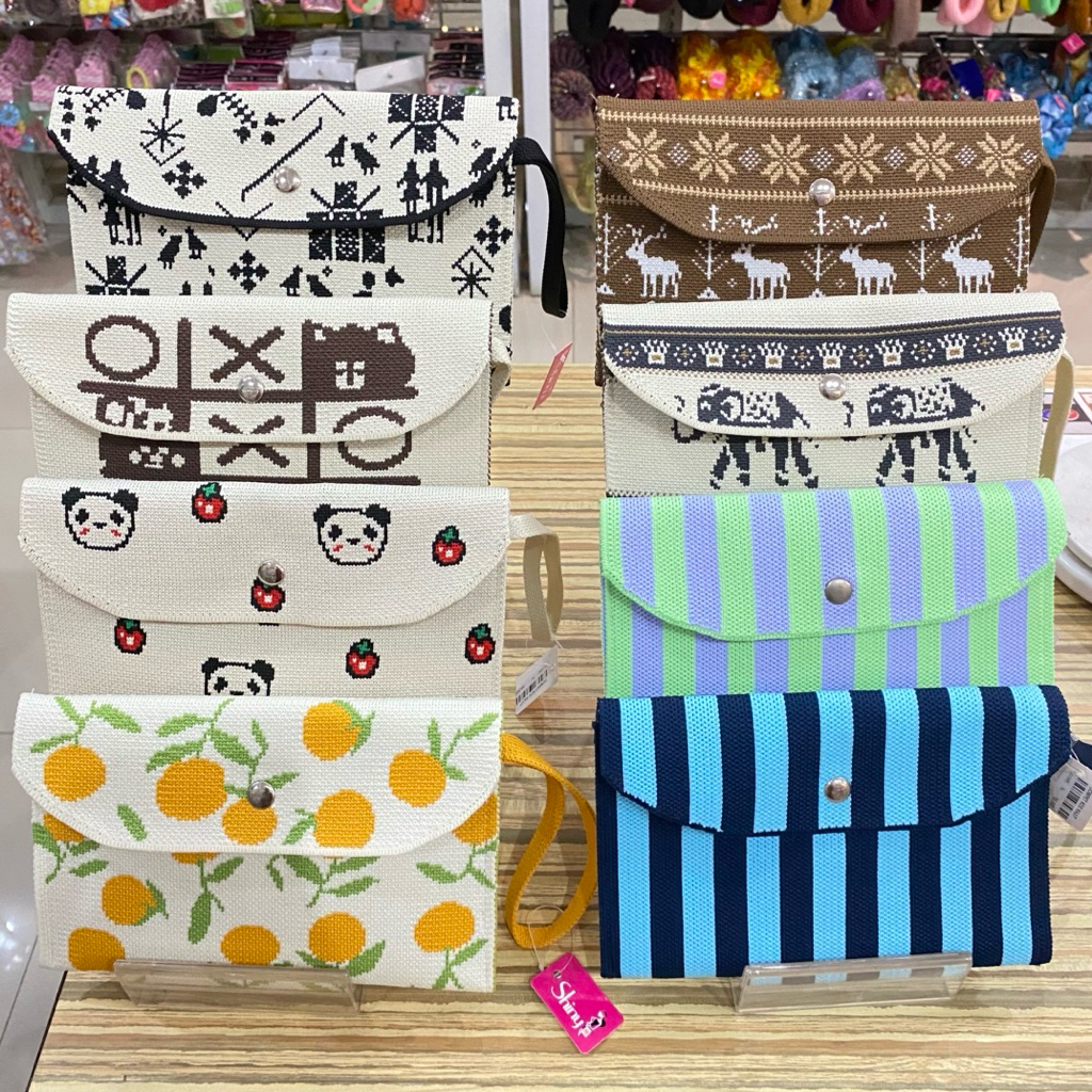 Dompet Kos Rajut Ada Tali Pendek untuk Pegangan / Tas Dompet Rajut Motif Kekinian / Dompet Rajut