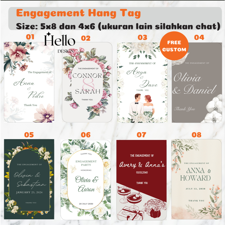 (FREE CUSTOM) Hangtag Engagement Kartu Ucapan Terima Kasih Souvenir Card Ucapan Kartu Souvenir Kartu