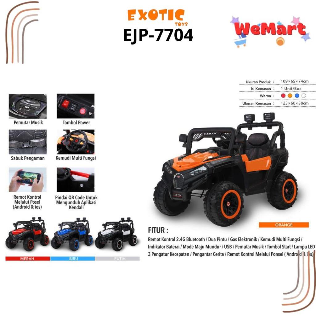EJP 7704 EJP 7704+ EXOTIC KIDS RECHARGEBLE CAR // Mainan Mobil Aki Anak Model Jeep Dilengkapi Musik 