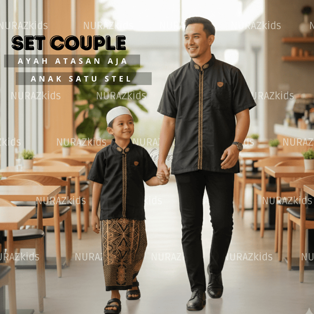 NURAZ KIDS Set Couple Ayah & Anak – Koko Premium (Atasan Ayah + Setelan Anak)