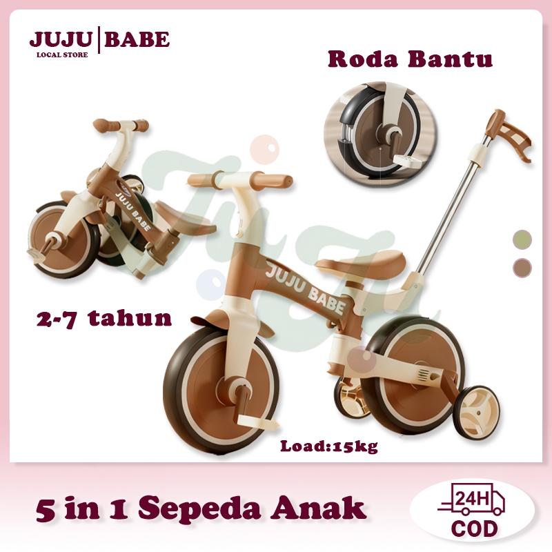 Sepeda Anak 5 in 1 - Balance Bike & Stroller Bayi dengan Roda Anti Bocor Bisa Dilipat Aman untuk Usi