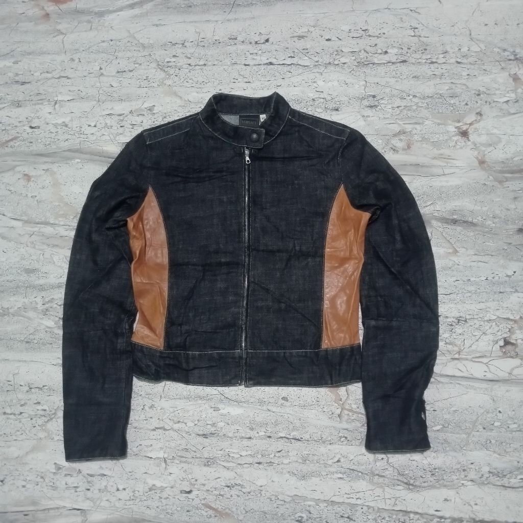 Vintage Versace Jeans Signature Leather Switching Denim