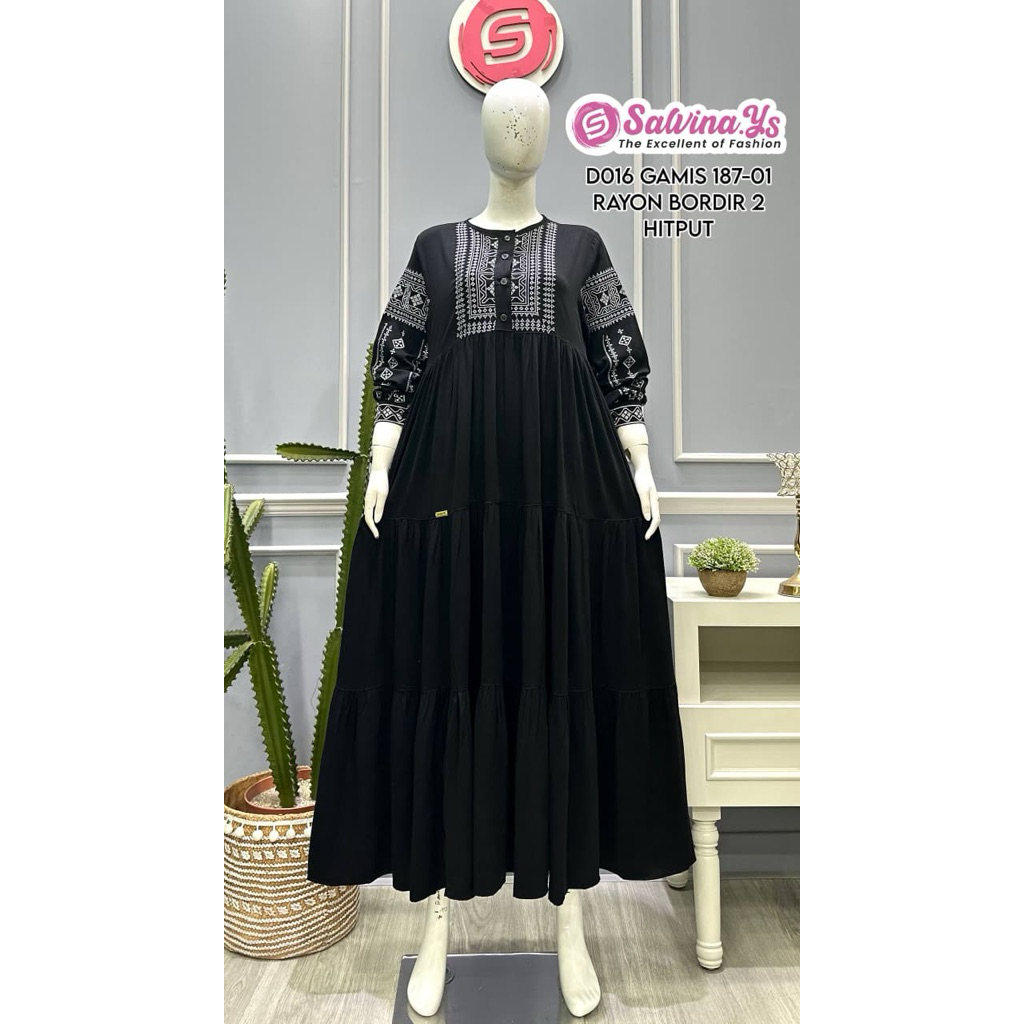 Gamis rayon uniqlo khusus hitam by salvina ys ori