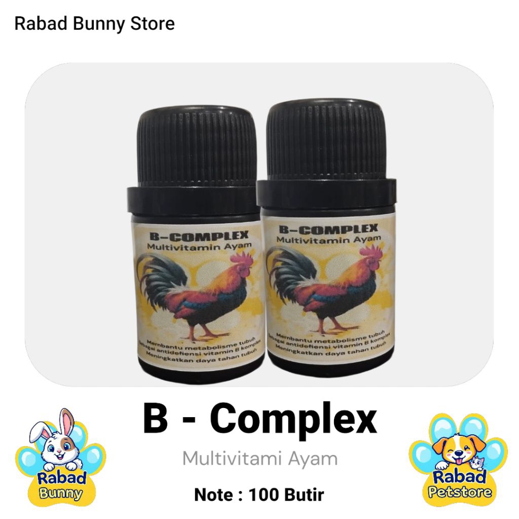 B-Complex Multivitamin Ayam Isi 100 Tablet - Vitamin B Kompleks untuk Kesehatan Ayam