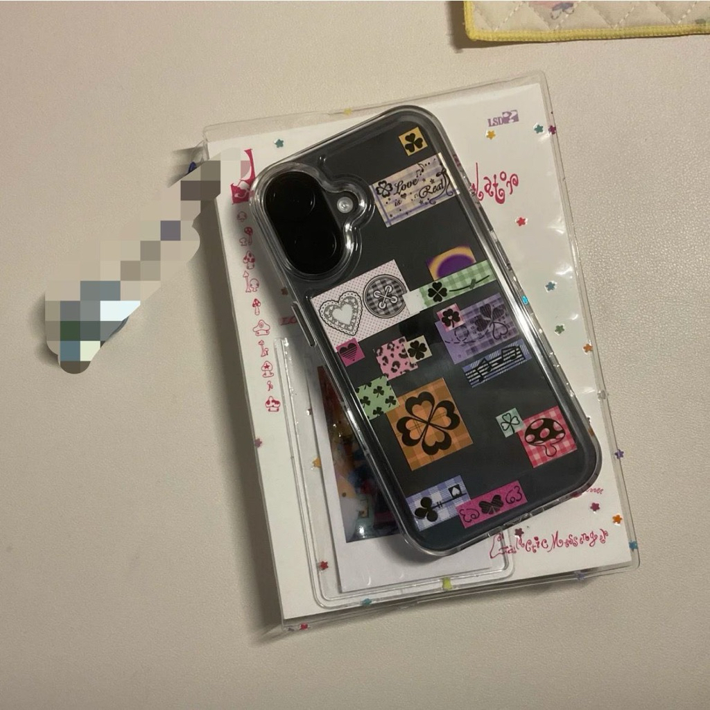 Komorebi Case | Lucky Clover Aesthetic Clear Bening Phone Case untuk iPhone XR–16 Pro Max