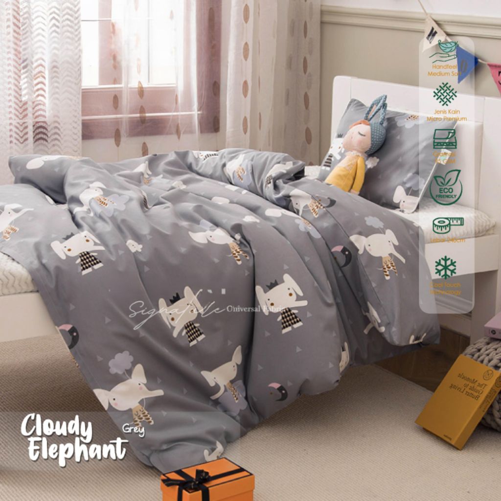 Sprei elephant cloudy sprei anti geser ukuran lengkap sprei 90x200 sprei 100x200 sprei 120x200 sprei