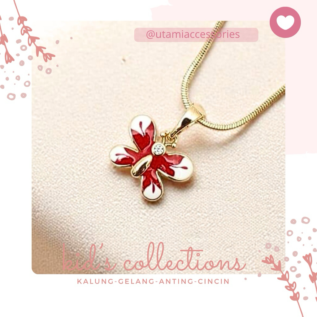 Kalung emas anak perempuan model kupu-kupu butterfly, gold plated necklace