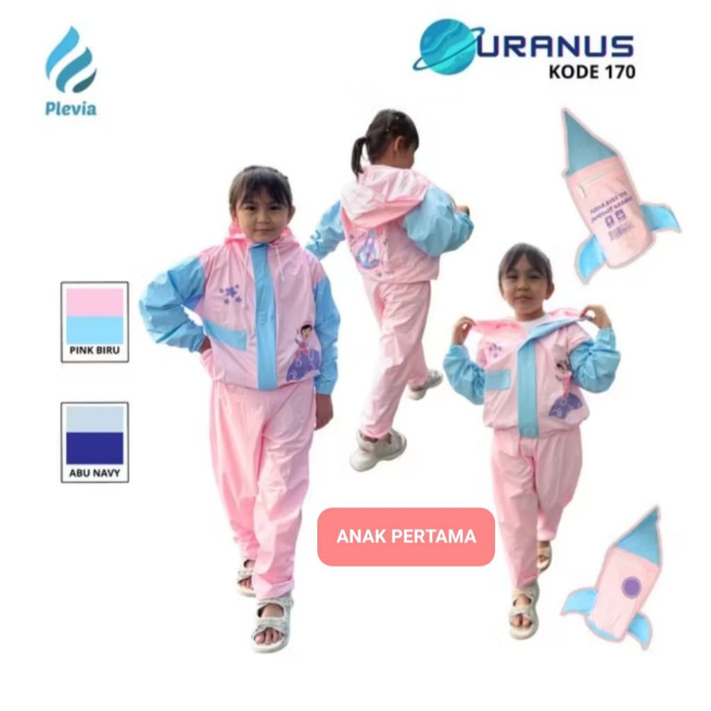 Jas Hujan Anak Umur 6-12 tahun Jas Hujan Anak Karakter Jas Hujan Plevia Uranus