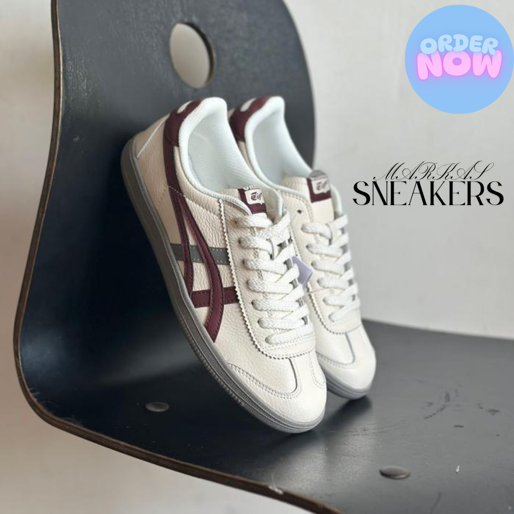 Sepatu Sneakers Onitsuka tiger Tokuten Cream Marun BNIB premium Full tag material original 100% - Se