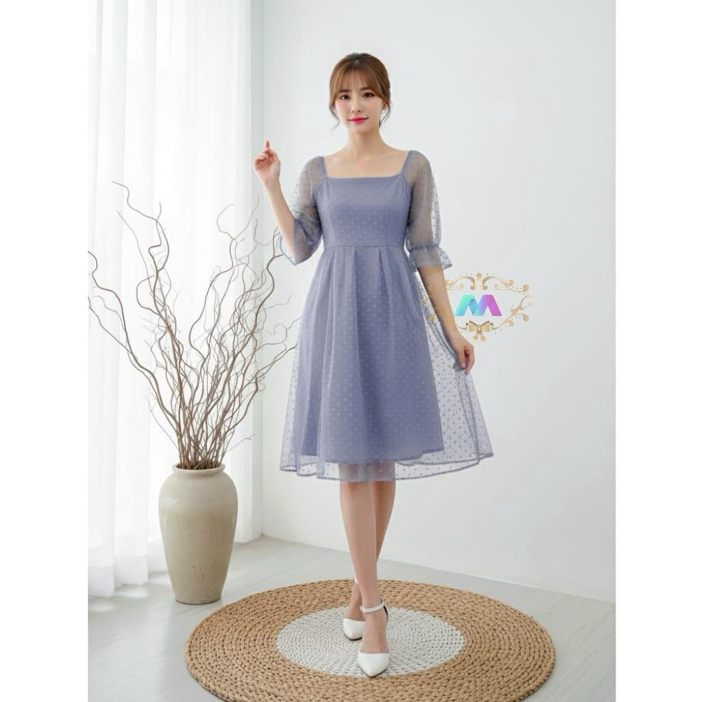 Dress Trendy Modis Elegan Desain Korean Model Korea Cool Style Simple Woman Dress Premium Gaun Perem