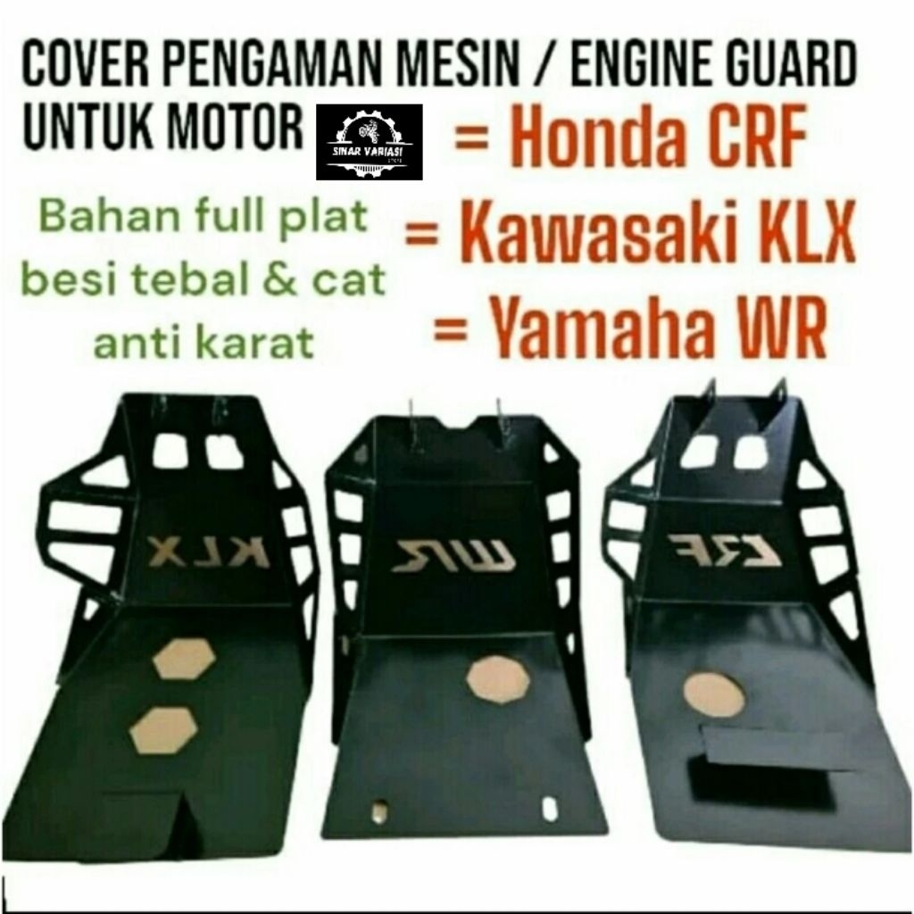 COVER MESIN KLX CRF WR D-TRACKER MODEL FULL BESI ENGINE GUARD PENGAMAN LUMPUR AKSESORIS VARIASI MOTO
