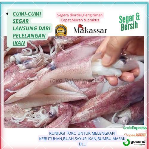 Cumi-Cumi Segar Fresh Lansung Dari Pelelangan Makassar,Sefood Segar Fresh,Harga cumi,Cumi Pasar Maka