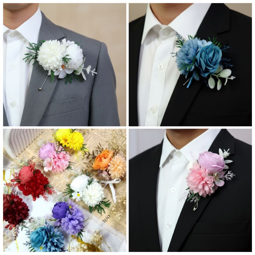 Ready Stok TERMURAH Corsage wedding Korsage pin jas pria groom corsage Artificial hiasan untuk jas p