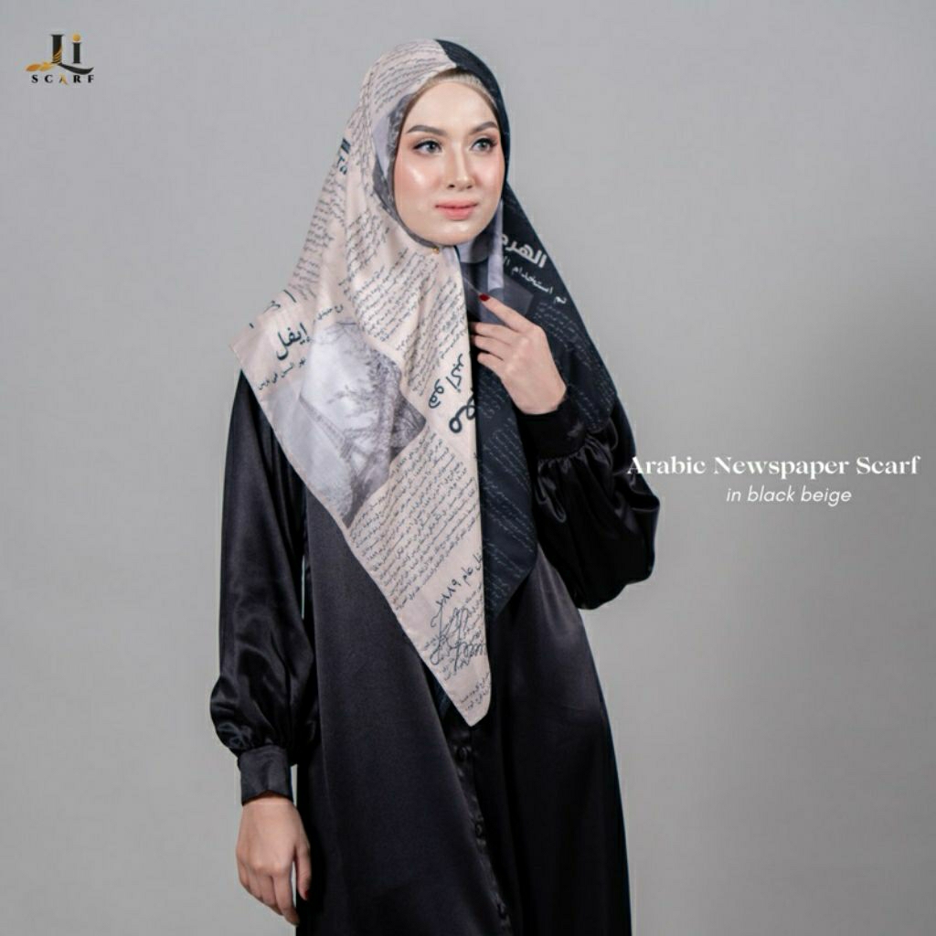 li scarf black original 2in1 motif sesuai digambar