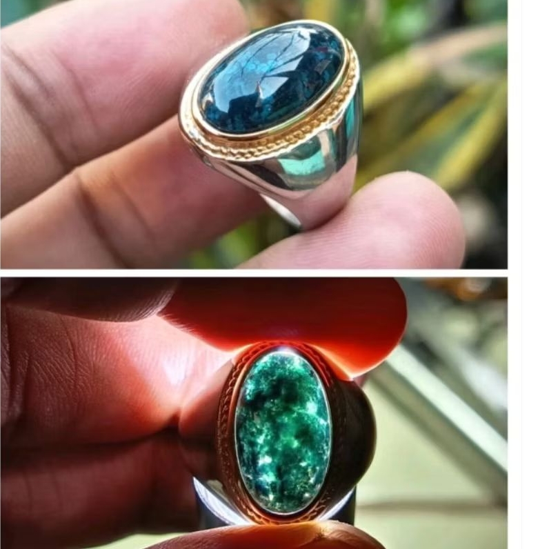 Batu akik natural BACAN DOKO mejiko coklat serat kura size-9