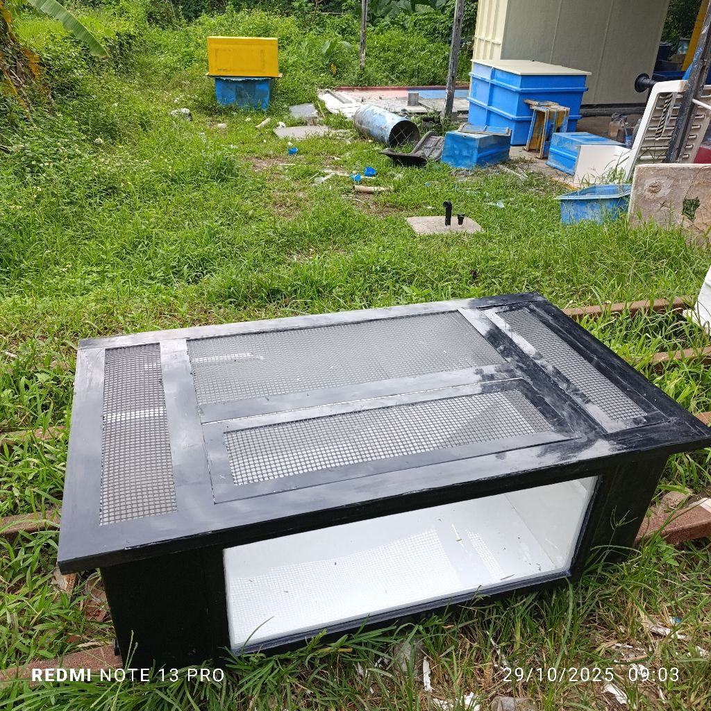 bak Kura-kura cantik 120x60x40 cm kombinasi kaca+filter dan tutup bak fiber